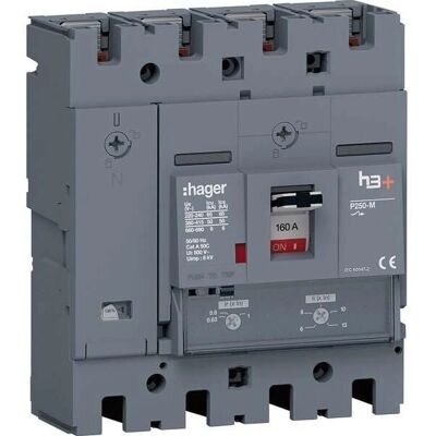 Hager HMT161DR - Disjoncteur 160A 4P - IP40 - Publicité Hager HMT161DR - Disjoncteur 160A 4P - IP40 - Publicité