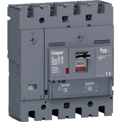 Hager HNT251DR Interrupteur automatique boîtier moulé 250A 4 pôles - Disjoncteur - Publicité Hager HNT251DR Interrupteur automatique boîtier moulé 250A 4 pôles - Disjoncteur - Publicité
