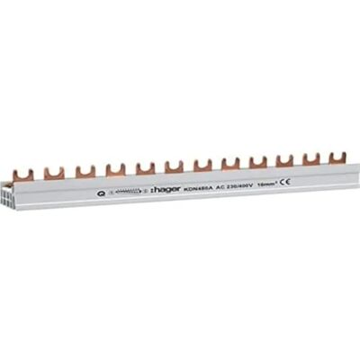 Hager KDN480A - Carril de fase de 4 polos, 16mm², 12 módulos, gris Hager KDN480A - Carril de fase de 4 polos, 16mm², 12 módulos, gris