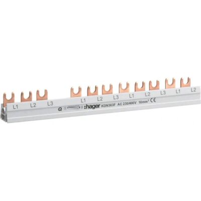 Hager KDN363F Phasenschiene - 3-Phasen, 63A, 12 Module Hager KDN363F Phasenschiene - 3-Phasen, 63A, 12 Module