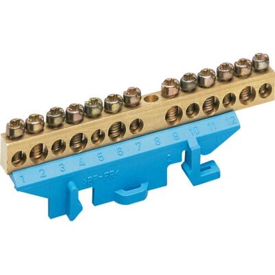 Hager KM13N - Messing Neutralbus 13 Anschlüsse - Elektrische Gehäusezubehör Hager KM13N - Messing Neutralbus 13 Anschlüsse - Elektrische Gehäusezubehör