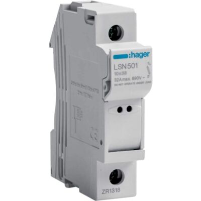 Hager LSN501 Biztosítékkapcsoló - 32A, 1P, 10x38 mm - Elektromos Hager LSN501 Biztosítékkapcsoló - 32A, 1P, 10x38 mm - Elektromos