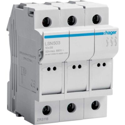 Hager LSN503 Portafusible 32A 3P - Portafusible Hager LSN503 Portafusible 32A 3P - Portafusible