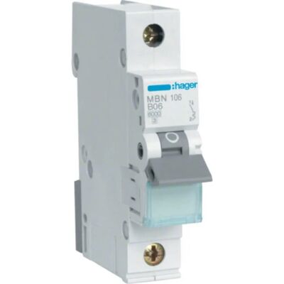 Hager MBN106 1-Pole 6A Circuit Breaker - Electrical Safety Device Hager MBN106 1-Pole 6A Circuit Breaker - Electrical Safety Device