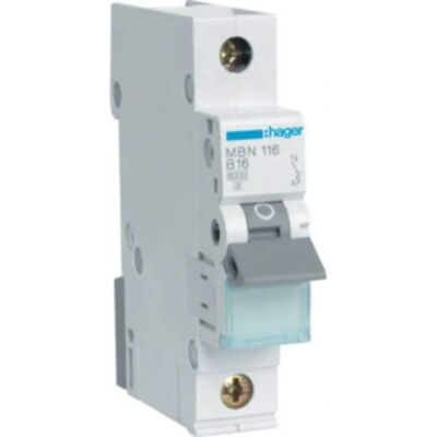 Hager MBN116 - Circuit Breaker 16A 1P Type B IP2X Hager MBN116 - Circuit Breaker 16A 1P Type B IP2X