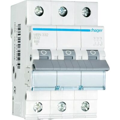 Hager MBN332 - 3-poliger Leitungsschutzschalter - IP20 Hager MBN332 - 3-poliger Leitungsschutzschalter - IP20