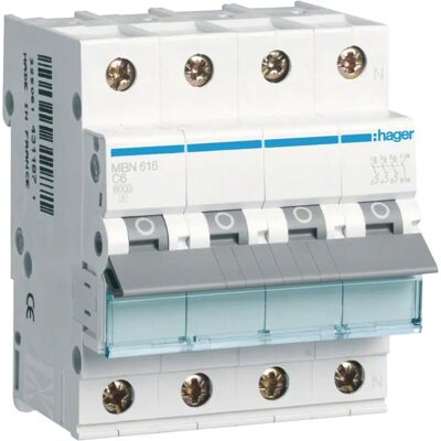 Hager MBN616 - Leitungsschutzschalter - 3P+N, 16A, 6kA Hager MBN616 - Leitungsschutzschalter - 3P+N, 16A, 6kA