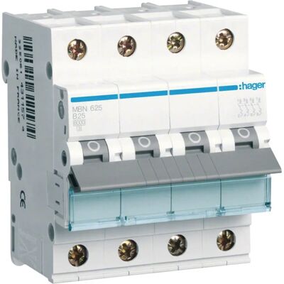 Hager MBN625 - Leitungsschutzschalter 3p+N, B-25A, 6kA Hager MBN625 - Leitungsschutzschalter 3p+N, B-25A, 6kA
