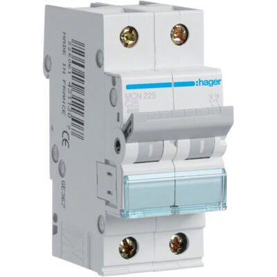 Hager MCN225 Leitungsschutzschalter - 2-polig, 25A, 6kA, IP20 Hager MCN225 Leitungsschutzschalter - 2-polig, 25A, 6kA, IP20