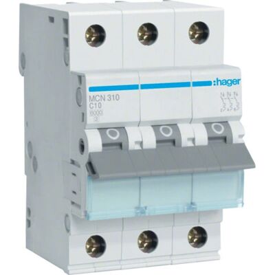 Hager MCN310 Interruptor Automático 3 polos 10A 415V Hager MCN310 Interruptor Automático 3 polos 10A 415V