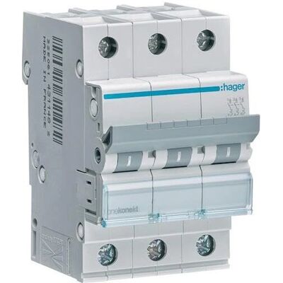 Hager MCN350 - Interruptor de circuito con 3 polos - 50A - IP20 - 6kA Hager MCN350 - Interruptor de circuito con 3 polos - 50A - IP20 - 6kA