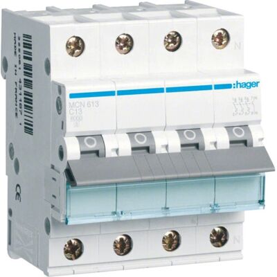 Hager MCN613 Leitungsschutzschalter - 3P+N, C-13A, 6kA - Schutzschalter Hager MCN613 Leitungsschutzschalter - 3P+N, C-13A, 6kA - Schutzschalter