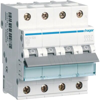 Hager MCN620 Interruptor Diferencial 3P N - C-20A, 6kA Hager MCN620 Interruptor Diferencial 3P N - C-20A, 6kA