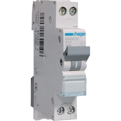 Hager MKN516 Leitungsschutzschalter - 1P+N B16A - 16A - IP20 Hager MKN516 Leitungsschutzschalter - 1P+N B16A - 16A - IP20