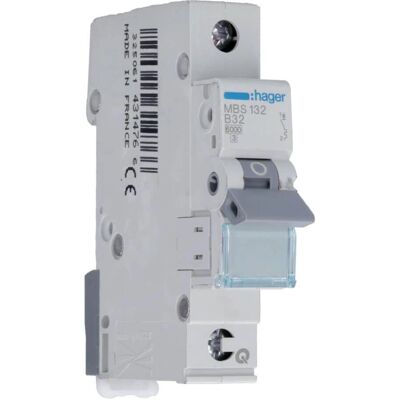 Hager MBS132 - Leitungsschutzschalter 32A - IP2X Schutz Hager MBS132 - Leitungsschutzschalter 32A - IP2X Schutz