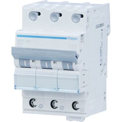 Hager MBS320 - Interruptor de 3 polos 20A - IP20 Hager MBS320 - Interruptor de 3 polos 20A - IP20