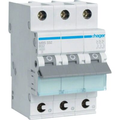 Hager MBS332 3-pol. Leitungsschutzschalter - 32A, 6kA, IP20 Hager MBS332 3-pol. Leitungsschutzschalter - 32A, 6kA, IP20