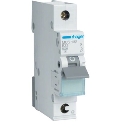 Hager MCS132 Leitungsschutzschalter - 32A C-Typ 1 Modul Hager MCS132 Leitungsschutzschalter - 32A C-Typ 1 Modul