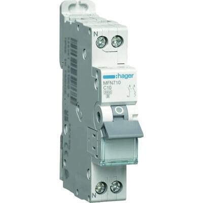 Hager MFN710 Disjoncteur - 1 Module - Publicité Hager MFN710 Disjoncteur - 1 Module - Publicité