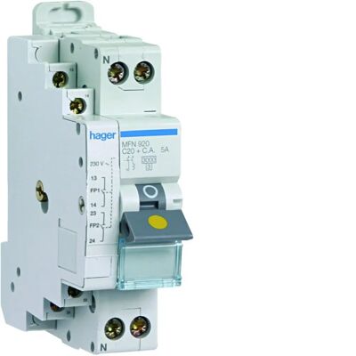Hager MFN916 - Pôles: 1P+N+AC, Courbe: C, 230/240V - Disjoncteur - Publicité Hager MFN916 - Pôles: 1P+N+AC, Courbe: C, 230/240V - Disjoncteur - Publicité