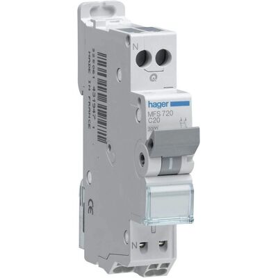 Hager MFS725 Disjoncteur - 1P+N 25A Courbe C - Publicité Hager MFS725 Disjoncteur - 1P+N 25A Courbe C - Publicité
