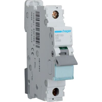 Hager MB199 Interruptor automátic 1 polo 6A - Disyuntor Hager MB199 Interruptor automátic 1 polo 6A - Disyuntor