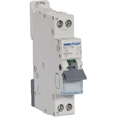 Hager MJT710 - Disjoncteur 1P+N - 4.5kA - C - 10A - Publicité Hager MJT710 - Disjoncteur 1P+N - 4.5kA - C - 10A - Publicité