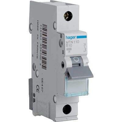 Hager MTN110 Single Pole 10 A B Curve - Circuit Breaker Hager MTN110 Single Pole 10 A B Curve - Circuit Breaker