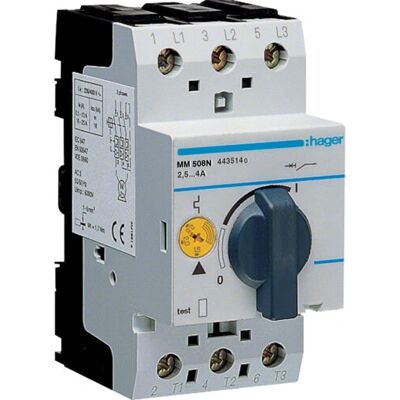 Hager MM508N Motorschutzschalter - 3P 2,5-4A, IP20, DIN Montage Hager MM508N Motorschutzschalter - 3P 2,5-4A, IP20, DIN Montage
