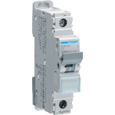 Hager NDN101 Leitungsschutzschalter - 1P, 10kA, D-1A - Elektroschrank Zubehör Hager NDN101 Leitungsschutzschalter - 1P, 10kA, D-1A - Elektroschrank Zubehör