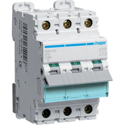 Hager NBN316 Leitungsschutzschalter - 3P - 16A Hager NBN316 Leitungsschutzschalter - 3P - 16A