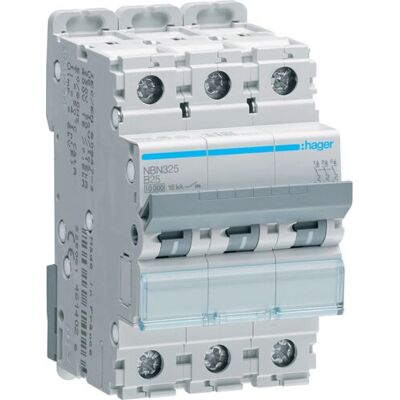 Hager NBN325 3-poliger Leitungsschutzschalter - B-25A, 10 kA Hager NBN325 3-poliger Leitungsschutzschalter - B-25A, 10 kA