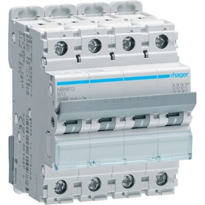 Hager NBN613 Leitungsschutzschalter - 3P+N, 10kA, B-13A Hager NBN613 Leitungsschutzschalter - 3P+N, 10kA, B-13A