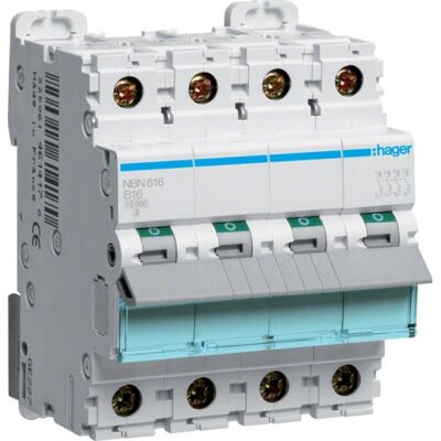 Hager NBN616 Elektrische Gehäusezubehör - 3P+N, 16A, B-16A Hager NBN616 Elektrische Gehäusezubehör - 3P+N, 16A, B-16A