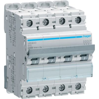 Hager NBN640 Leitungsschutzschalter - 3P+N B-40A 10kA Hager NBN640 Leitungsschutzschalter - 3P+N B-40A 10kA