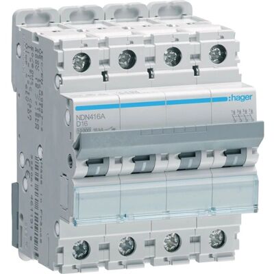 Hager Disjoncteur 4P - IP20 - 16A - 10kA - Série N - Publicité Hager Disjoncteur 4P - IP20 - 16A - 10kA - Série N - Publicité