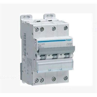 Hager NFT840 Circuit breaker - 3P+N - 40A - Curva C - Gray Hager NFT840 Circuit breaker - 3P+N - 40A - Curva C - Gray
