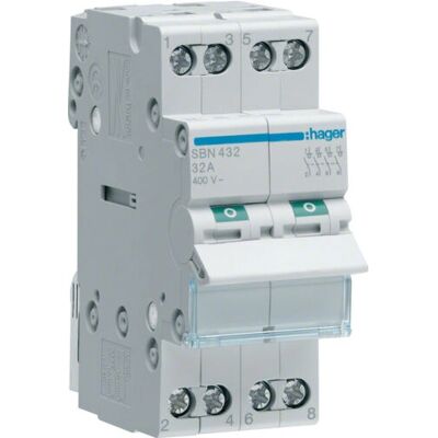 Hager SBN432 Elektrische Gehäusezubehör - 4-polig, 32A, 2 Module Hager SBN432 Elektrische Gehäusezubehör - 4-polig, 32A, 2 Module