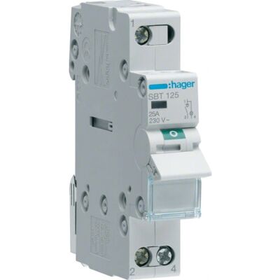 Hager SBT125 - Interruptor 1P 25A com LED - Acessório para caixa elétrica Hager SBT125 - Interruptor 1P 25A com LED - Acessório para caixa elétrica