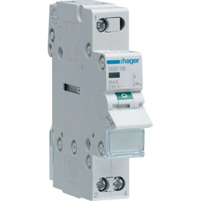 Hager SBB116 Electric Enclosure Accessory - 1P 16A Gray Hager SBB116 Electric Enclosure Accessory - 1P 16A Gray