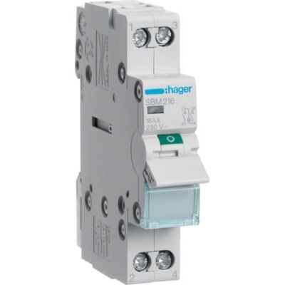 Accesorio de Caja Eléctrica Hager SBM216 - Contactos 2 Póles, Indicador LED, IP20 Accesorio de Caja Eléctrica Hager SBM216 - Contactos 2 Póles, Indicador LED, IP20