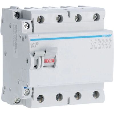 Accesorio para armario eléctrico Hager SA480 - Interruptor 4P 80A Accesorio para armario eléctrico Hager SA480 - Interruptor 4P 80A