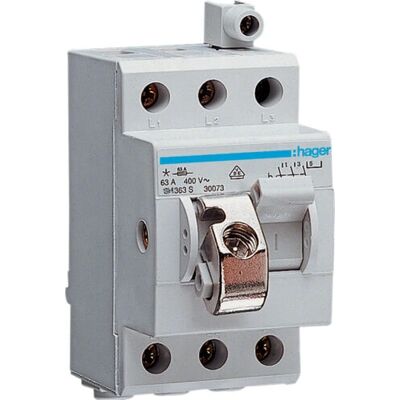 Interruptor eléctrico Hager SH363S - 3P Gris & Azul Interruptor eléctrico Hager SH363S - 3P Gris & Azul