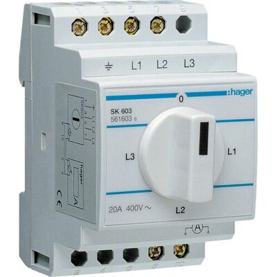 Accessoire pour boîtier électrique Hager SK603 - Interrupteur pour ampère-mètre 4 positions - Publicité Accessoire pour boîtier électrique Hager SK603 - Interrupteur pour ampère-mètre 4 positions - Publicité