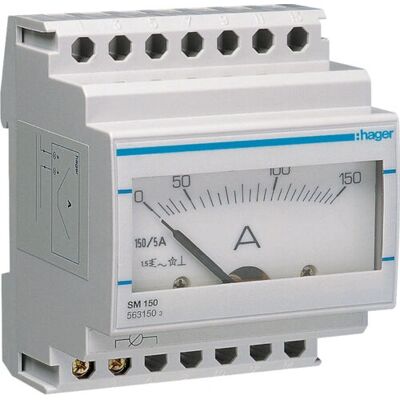 Hager SM150 Ampermètre Analogique - Mesure par Transformateur - Publicité Hager SM150 Ampermètre Analogique - Mesure par Transformateur - Publicité
