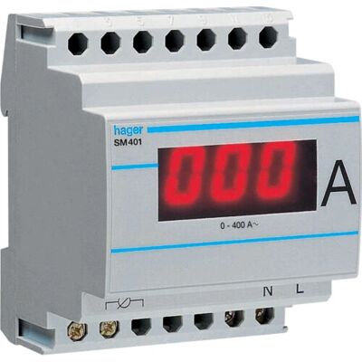 Hager SM401 Digital-Amperemeter - 0-400A - DIN-Schiene - Elektronikzubehör Hager SM401 Digital-Amperemeter - 0-400A - DIN-Schiene - Elektronikzubehör
