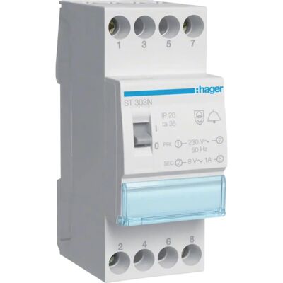 Hager ST303N Leitungsschutzschalter - Standardklingeltrafo, 2 Module Hager ST303N Leitungsschutzschalter - Standardklingeltrafo, 2 Module