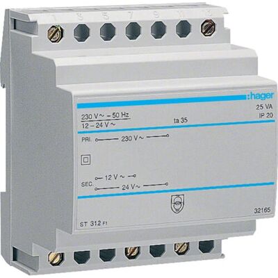 Hager ST312 Modulartransformator - 230V auf 12/24V - 25VA Hager ST312 Modulartransformator - 230V auf 12/24V - 25VA