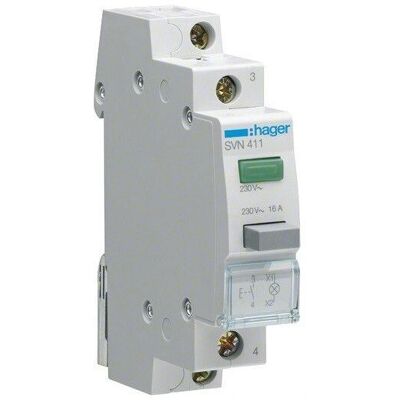 Hager SVN411 - Grüner LED Taster - IP20 Hager SVN411 - Grüner LED Taster - IP20