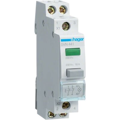 Hager SVN441 elektrisches Gehäusezubehör - grüner IP20 Taster mit LED Hager SVN441 elektrisches Gehäusezubehör - grüner IP20 Taster mit LED